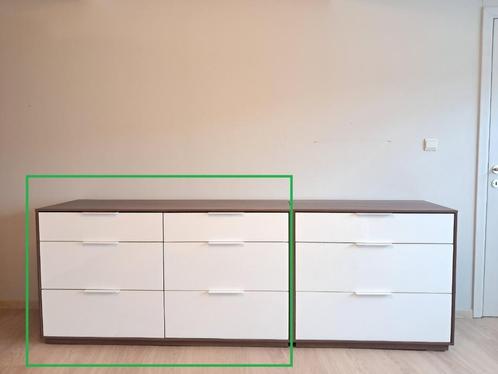 Commode IKEA NYVOLL 6 tiroirs brun et blanc., Huis en Inrichting, Kasten | Ladekasten, Zo goed als nieuw, Minder dan 100 cm, 100 tot 150 cm