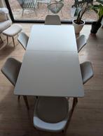 Ikea eettafel en 6 stoelen (verlengbaar), Huis en Inrichting, Ophalen, Gebruikt