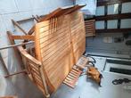 Terras tafel teakhout en 6 stoelen, Tuin en Terras, Ophalen, Gebruikt, Eettafel, 6 zitplaatsen