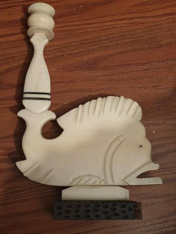 Prachtige Antique kaars houder art deco vis beeldje  beschikbaar voor biedingen