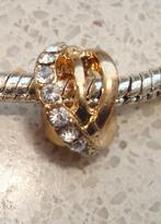 Dubbel vergulde bedel met strass voor groot-gat-bedelarmband, Overige merken, Overige materialen, Verzenden, Nieuw