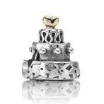 Pandora bedel taart met gouden hartje op, 1 bracelet à breloques, Enlèvement ou Envoi, Argent, Pandora
