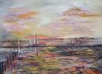 Kunsthandel Gennep - "Zeegezicht Bij Avondzon", Antiek en Kunst, Kunst | Schilderijen | Modern, Ophalen of Verzenden