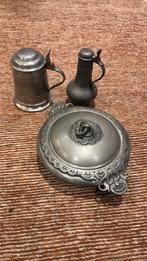 Tinnen schaal en bekers, Antiek en Kunst, Ophalen of Verzenden