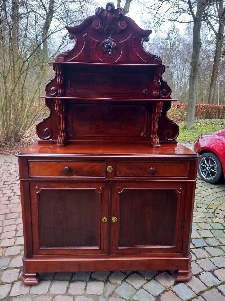 Laat-Victoriaans mahonie opzetkast – atelierwerk (ca. 1880), Antiek en Kunst, Antiek | Meubels | Kasten, Ophalen