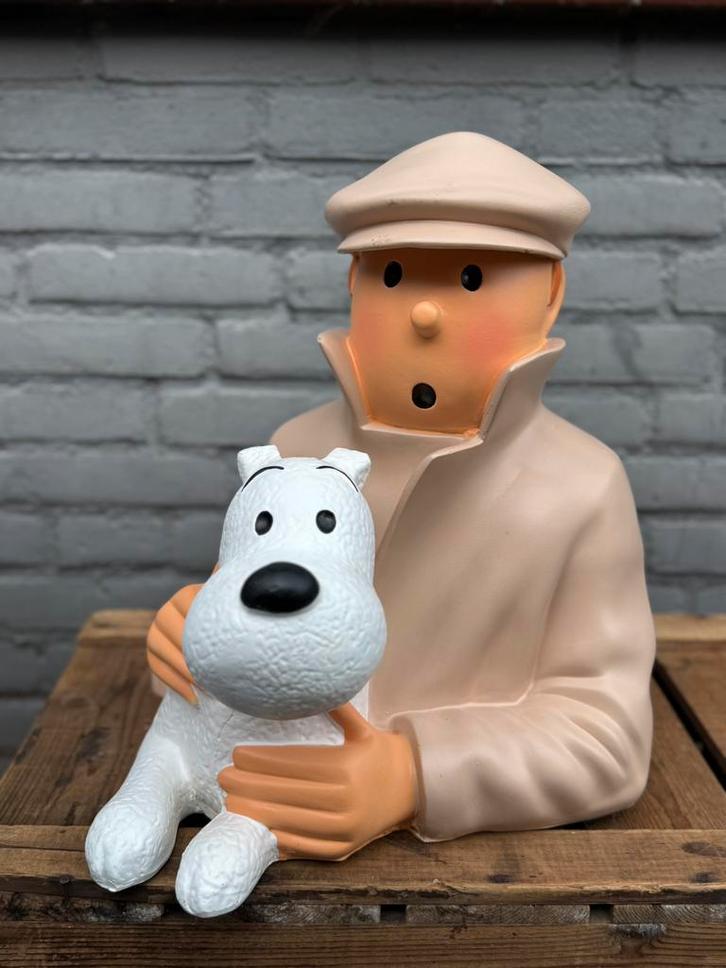 Bobby en Kuifje Buste Beeld, Verzamelen, Beelden en Beeldjes, Gebruikt, Dier, Ophalen