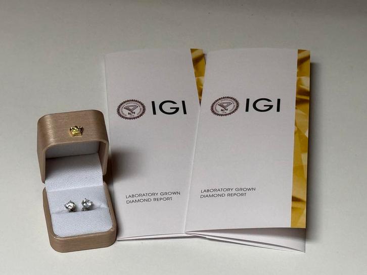 Nieuwe witgouden oorbellen met VVS2 diamanten totaal 3.08ct!, Bijoux, Sacs & Beauté, Boucles d'oreilles, Neuf, Puces ou Clous