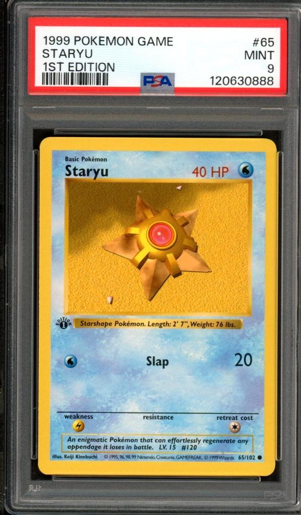 Staryu 1st Edition PSA 9 - 65/102 - Base Set 1999, Hobby en Vrije tijd, Verzamelkaartspellen | Pokémon, Zo goed als nieuw, Losse kaart