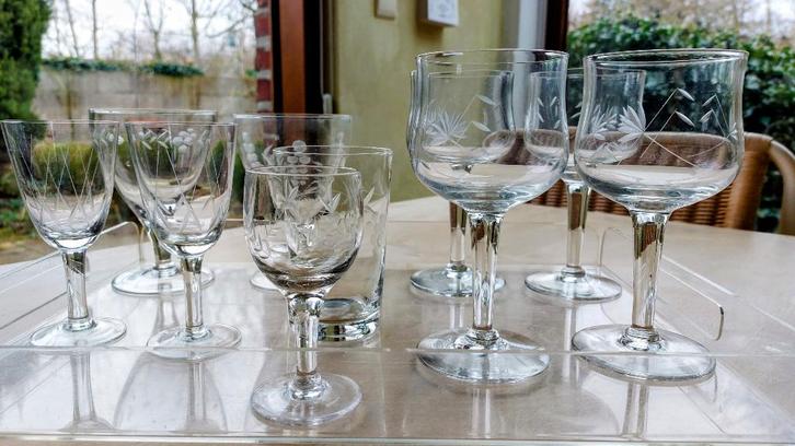 vintage geslepen glazen, Verzamelen, Glas en Drinkglazen, Gebruikt, Overige typen, Ophalen