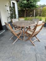 Tuintafel en stoelen, Ophalen, Gebruikt, Rond, Teakhout