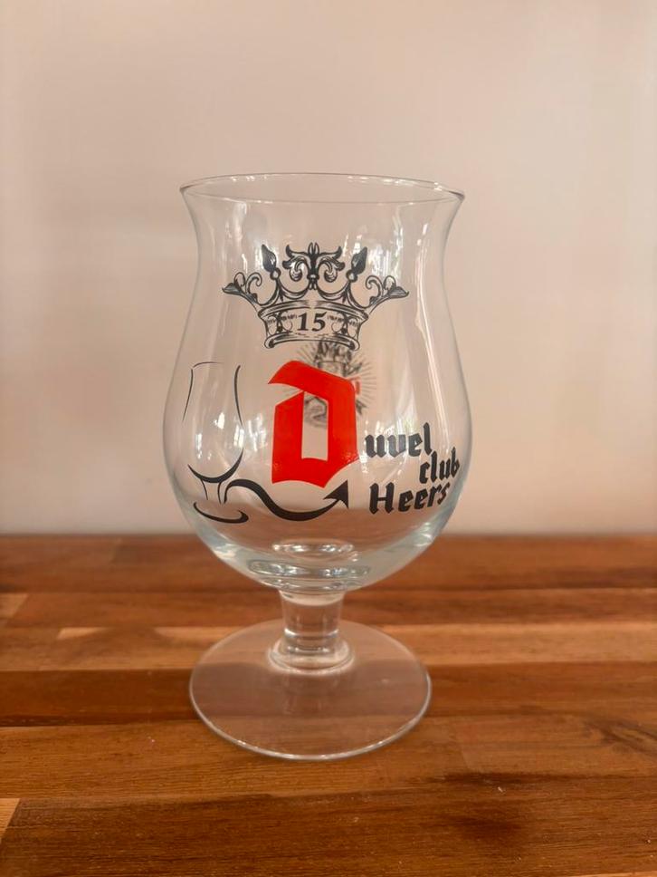 Glas Duvelclub Heers 15 jaar, Verzamelen, Glas en Drinkglazen, Zo goed als nieuw, Ophalen