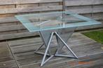 vierkante tafel met glazen blad, Huis en Inrichting, Tafels | Eettafels, Ophalen, Gebruikt, Vierkant, Glas