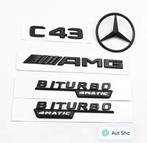 C43 AMG Emblemen Set Zwart V6 Biturbo 4MATIC, Auto diversen, Autostickers, Ophalen of Verzenden