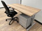 Recht bureau T-poot aluminium, Ophalen, In hoogte verstelbaar