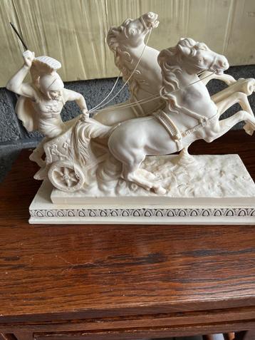 Origineel A. Santini beeld – strijdwagen met paarden  beschikbaar voor biedingen