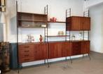 Prachtig teak jaren 60 wandmeubel, retro kast met vitrine, Ophalen, Gebruikt, 150 tot 200 cm, 25 tot 50 cm