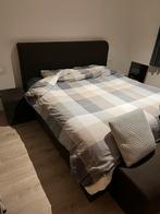 Tweepersoons boxspring, Huis en Inrichting, Ophalen, Gebruikt, Bruin, Tweepersoons