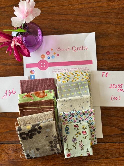 pakket 136 - Assortiment van 10 F8-coupons van katoenweefsel, Hobby en Vrije tijd, Stoffen en Lappen, Nieuw, Katoen, 30 tot 120 cm