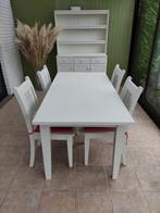 Grenen tafel, 4 stoelen en dressoir, Grenenhout, Gebruikt, Ophalen