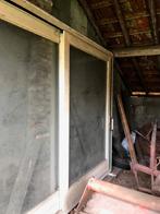 Hardhouten schuifpui met dubbelglas, Doe-het-zelf en Bouw, Ophalen, Gebruikt, 225 cm of meer, Inclusief glas