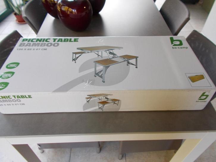 picknicktafel bamboo van merk bopal opplooibaar, Caravans en Kamperen, Kampeermeubelen, Nieuw, Campingtafel, Ophalen