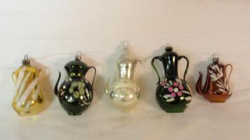 5 oude glazen kerstbal Kannetjes en kruiken beschikbaar voor biedingen