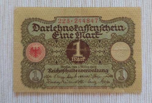 Germany 1920 - 1 Mark - Darlehenskassenschein 225.244847, Postzegels en Munten, Bankbiljetten | Europa | Niet-Eurobiljetten, Los biljet