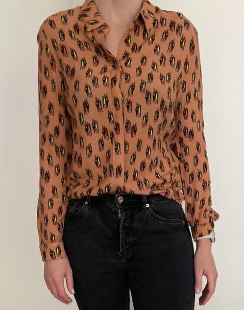 Oranje Blouse met print van CKS (Maat S), Kleding | Dames, Blouses en Tunieken, Zo goed als nieuw, Maat 36 (S), Oranje, Ophalen of Verzenden