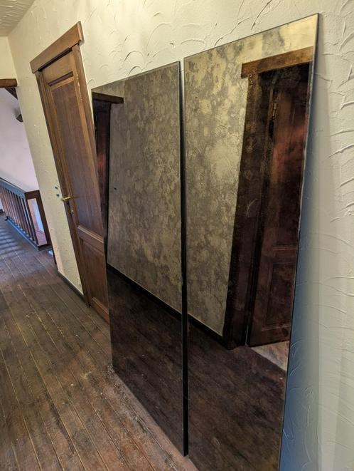Set van 2 spiegels met verweerde  look – 180 cm hoog, Antiek en Kunst, Antiek | Spiegels, Ophalen
