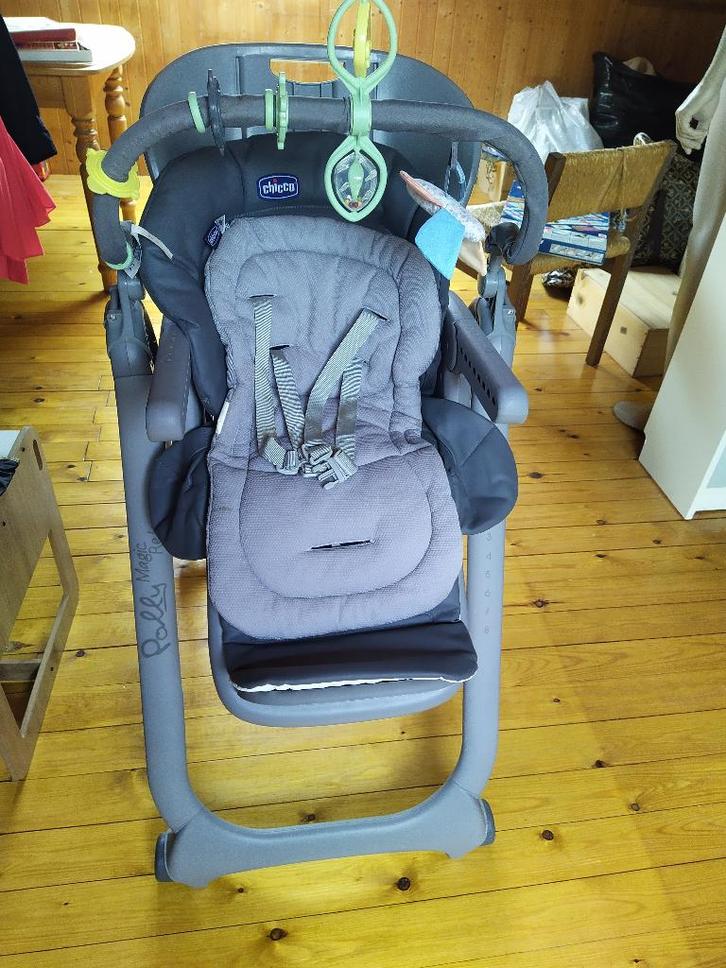 Chicco | Kinderstoel Polly Magic Relax Graphite, Kinderen en Baby's, Kinderstoelen, Gebruikt, Afneembaar eetblad, Ophalen