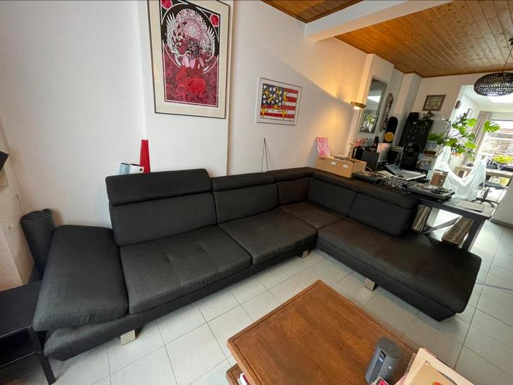 GRATIS Hoekzetel, groot met lounge antraciet, Huis en Inrichting, Zetels | Complete zithoeken, Gebruikt, Stof, Ophalen
