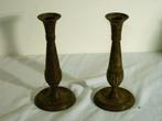 Twee antieke roodkoperen kandelaars, Ophalen of Verzenden, Koper of Brons