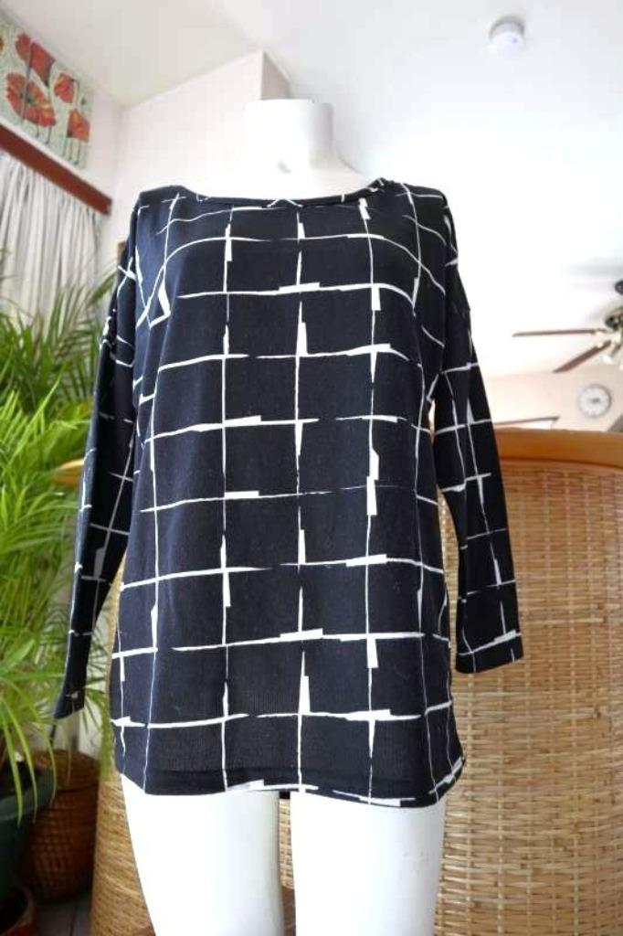 vintage dressing zwart wit abstract T-shirt, Kleding | Dames, T-shirts, Gedragen, Maat 42/44 (L), Zwart, Lange mouw, Ophalen of Verzenden