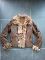 Prachtige kwalitatieve lederen jas met pels - maat S, Pelsland, Bruin, Ophalen of Verzenden, Maat 36 (S)