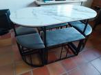 Compacte tafel, fake marmer, zeer praktisch plaatsbesparend, Huis en Inrichting, Tafels | Salontafels, Ophalen, Gebruikt