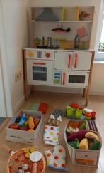 Houten kinderkeuken + servies set+groenten+fruit+bestek, Kinderen en Baby's, Speelgoed | Speelkeukens, Ophalen, Gebruikt, Hout