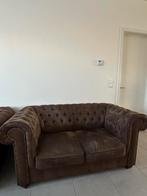 Bruine Chesterfield zetel te koop, Ophalen, Zo goed als nieuw