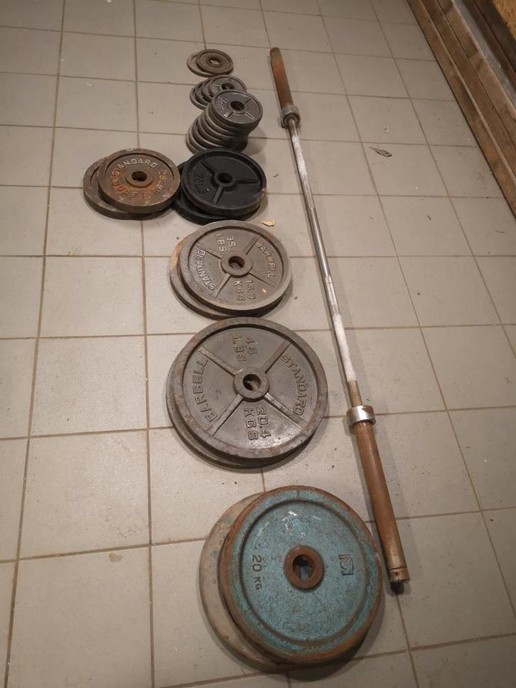 Olympische baar en gewichten, Sport en Fitness, Fitnessmaterialen, Gebruikt, Ophalen