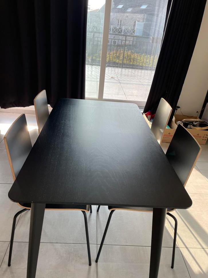 Set eettafel met 4 stoelen, Huis en Inrichting, Tafels | Eettafels, Gebruikt, 50 tot 100 cm, 100 tot 150 cm, Vier personen, Rechthoekig