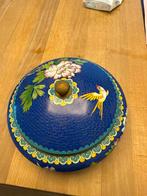 Vintage Chinees cloisonné doosje — handgemaakt emaille, Enlèvement, Comme neuf, Rond