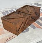 1950 antiek Antieke sieradendoos Hout kist doos met schepen, Ophalen of Verzenden
