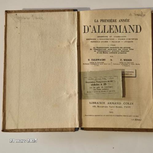 Duitse lessen, Halbwachs- en Weber-oefeningen, 1923, Boeken, Studieboeken en Cursussen, Zo goed als nieuw, Hogeschool, Verzenden