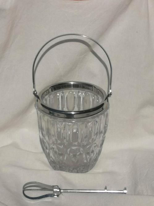 Vintage ijsemmer en pincet, Antiek en Kunst, Antiek | Glaswerk en Kristal, Ophalen of Verzenden