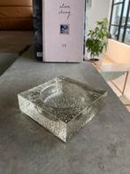 Asbak glas ‘70’s, Gebruikt, Schaal, Vierkant, Ophalen of Verzenden