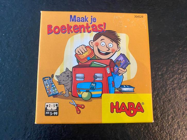 Haba spel Maak je boekentas!, Hobby en Vrije tijd, Gezelschapsspellen | Kaartspellen, Zo goed als nieuw, Ophalen