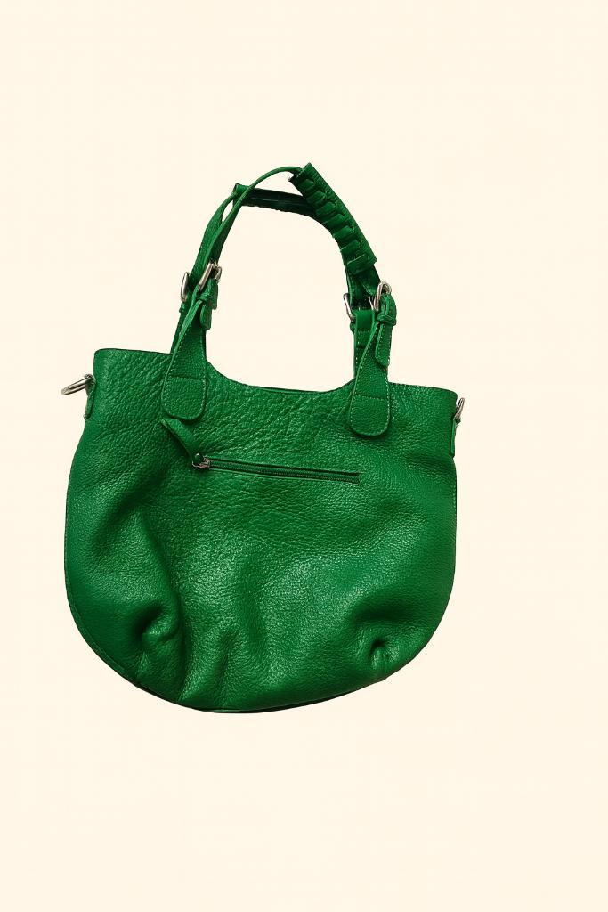 leren handtas, Handtassen en Accessoires, Tassen | Damestassen, Zo goed als nieuw, Handtas, Groen, Ophalen of Verzenden