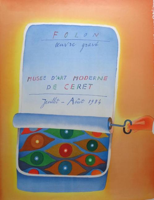JEAN MICHEL FOLON / AFFICHE / FOLON OEUVRE / LITHO / 80x61cm, Antiek en Kunst, Kunst | Litho's en Zeefdrukken, Ophalen of Verzenden