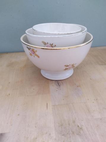 3 bols à motif floral doré et rose -  BOCH, Enlèvement ou Envoi