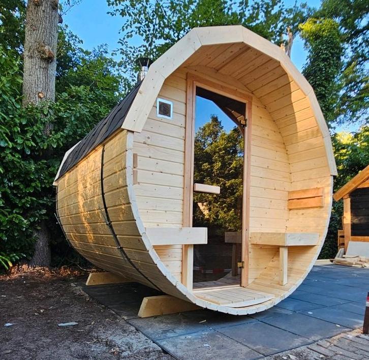 2,5M Barrel Sauna Gratis Levering en Plaatsing, Sport en Fitness, Sauna, Zo goed als nieuw, Ophalen of Verzenden