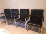 4 stoelen in leder zo goed als nieuw, Maison & Meubles, Chaises, Comme neuf, Noir, Enlèvement